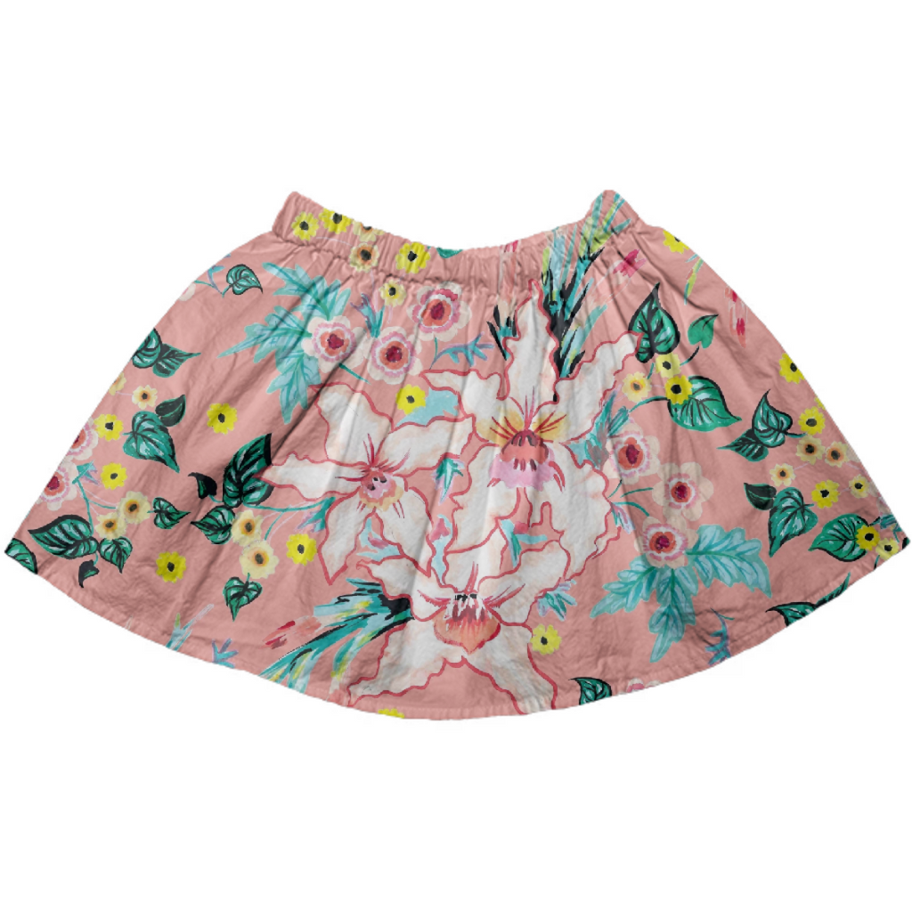 Tropical hand painted coral pink lily floral