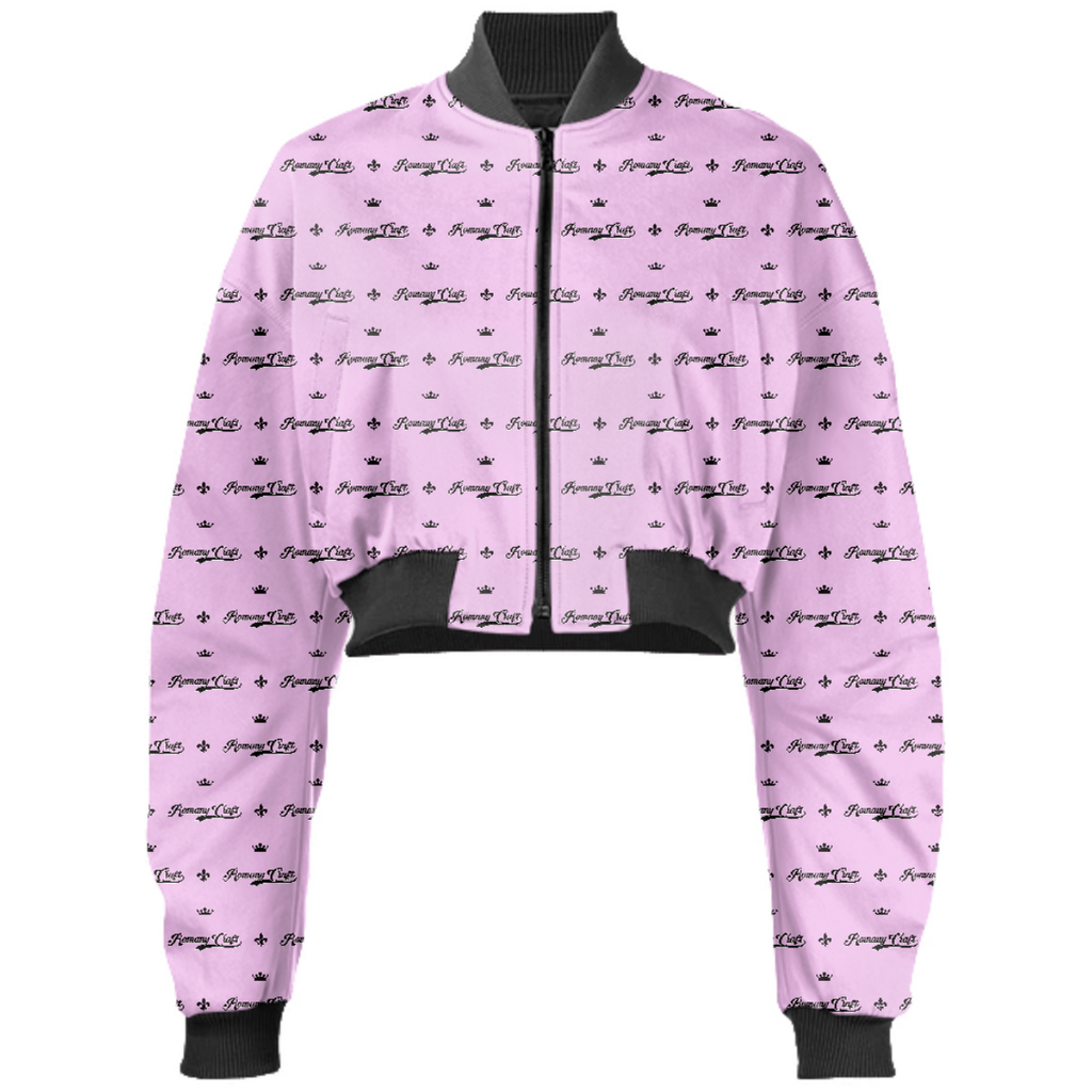 Romany Craft Cropped Bomber Jacket - Pink