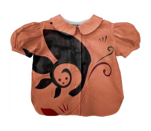 KIDS BLOUSE WITH WEDDING ORNAMENTS REDBLACK