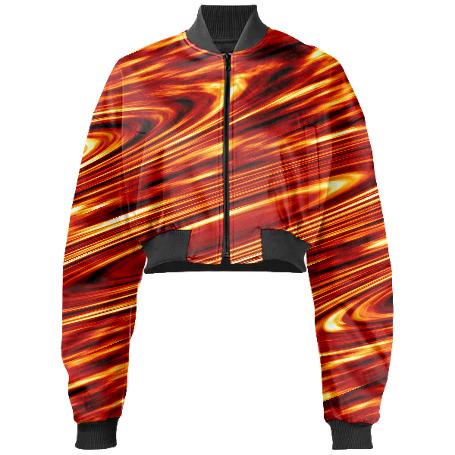Jupiter Pattern Cropped Bomber Jacket