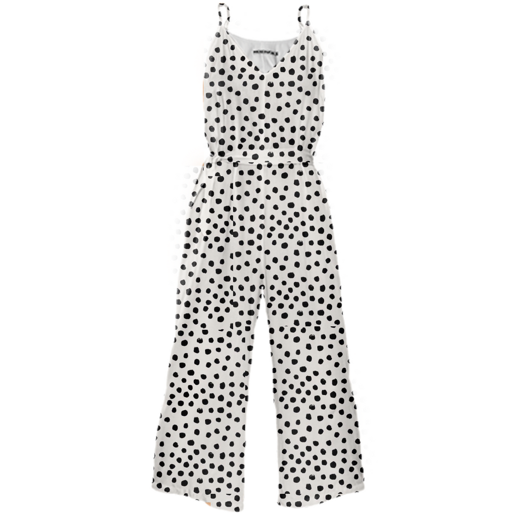 Polka dot tie waist jumpsuit