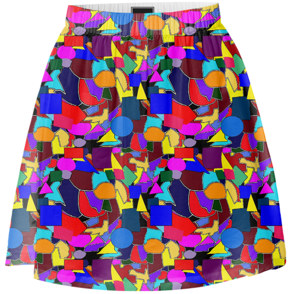 Colorful Shapes Collage Summer Skirt