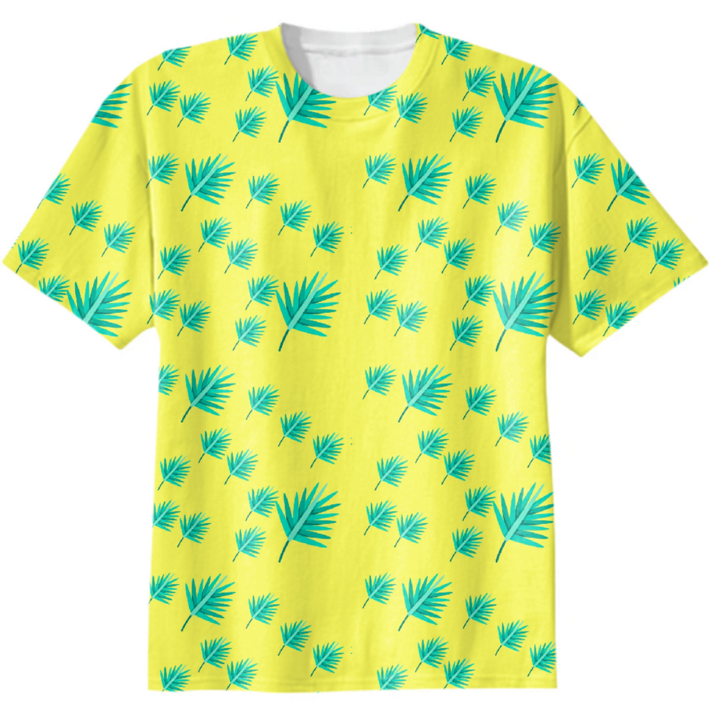 tifany blue and yellow tropical inspired pattern