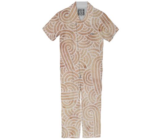 Iced coffee and white swirls doodles Kids Jumpsuit