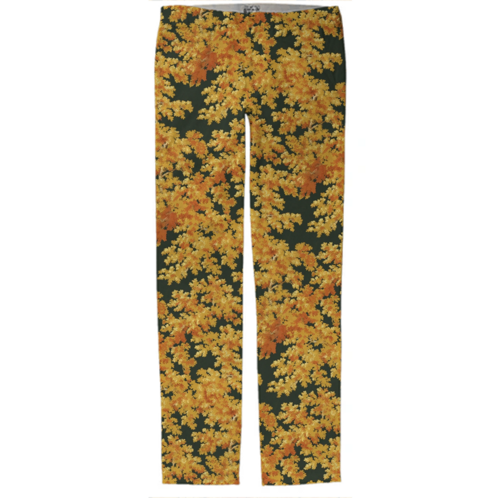 fall autumn orange leaf vintage wallpaper pattern trousers