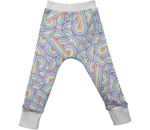 Rainbow and white swirls doodles Kids Drop Pant