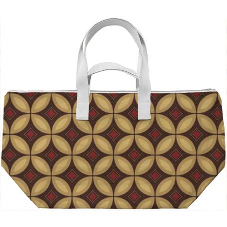 Red and Gold Diamond Weekend Bag