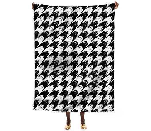 Unique Black White Hounds Tooth Patterned Scarf