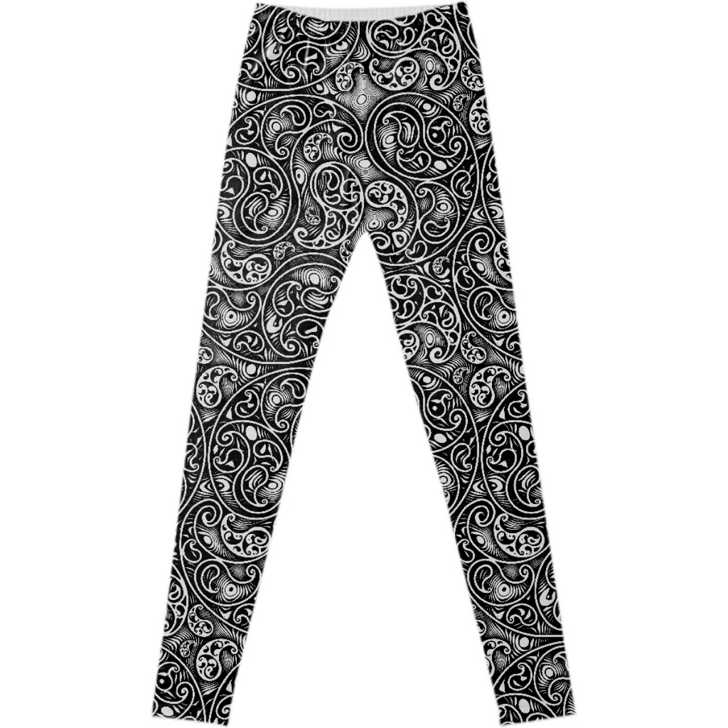 Black and White Paisley Swirls Spirals Pattern