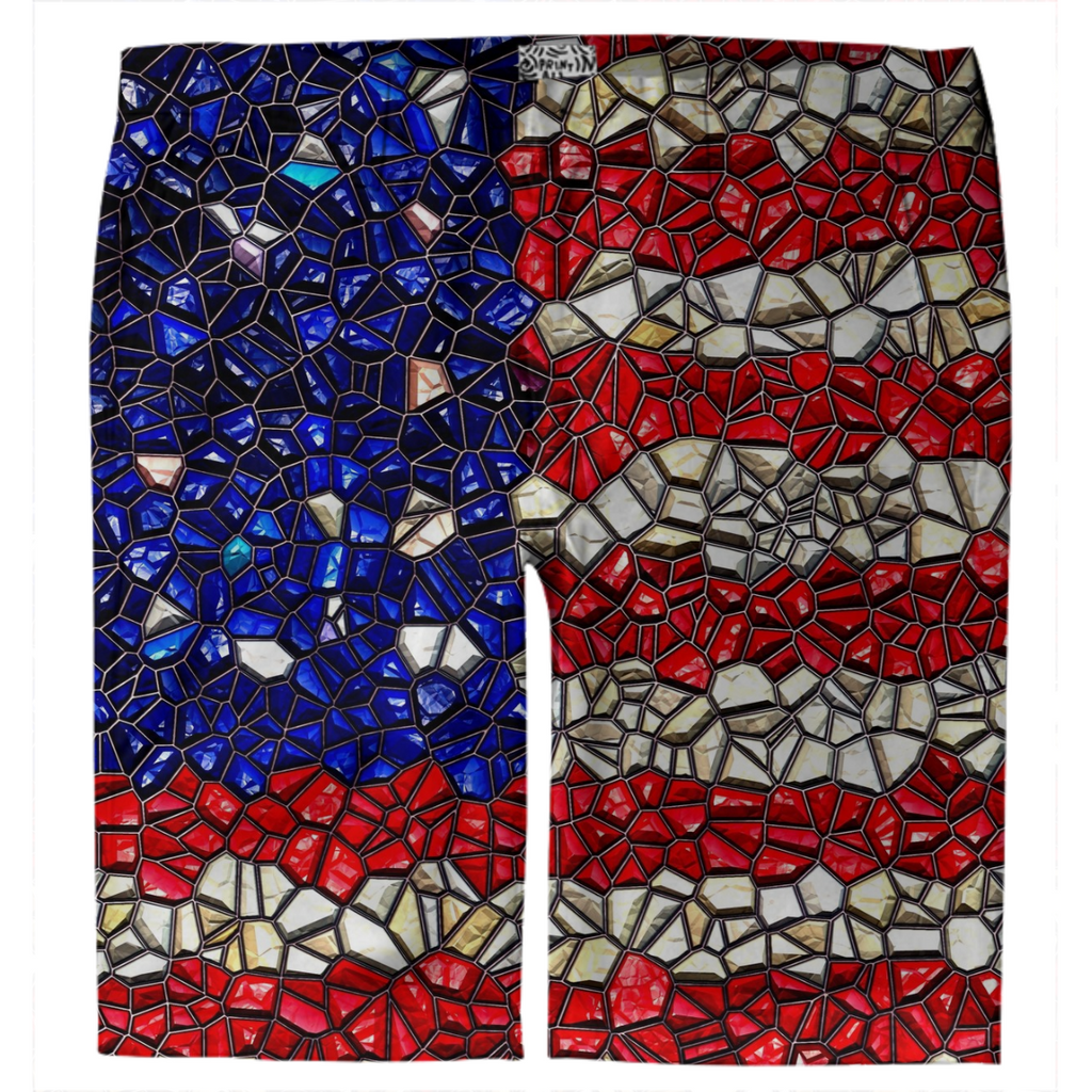 American Flag Mosaic Trouser Shorts