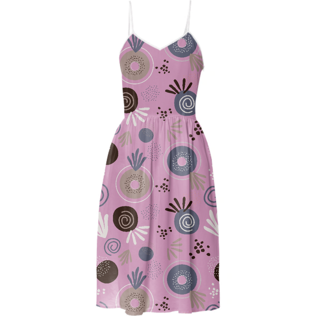 Pink abstract summer dress by Stikle shop