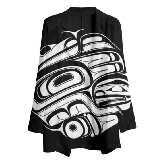 White on Black Raven Drummer CHIFFON BLAZER Womans Jacket