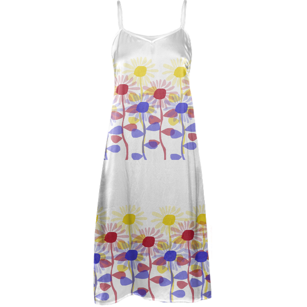 Red Yellow and Blue Sunflowers Slip Dress