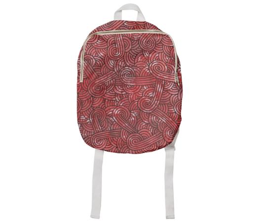 Red and black swirls doodles Kids Backpack