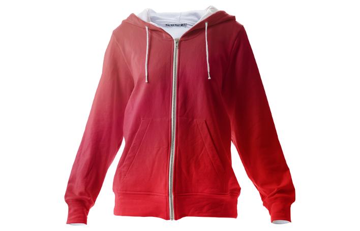 Rose Pink And Red Zipper Hoodie