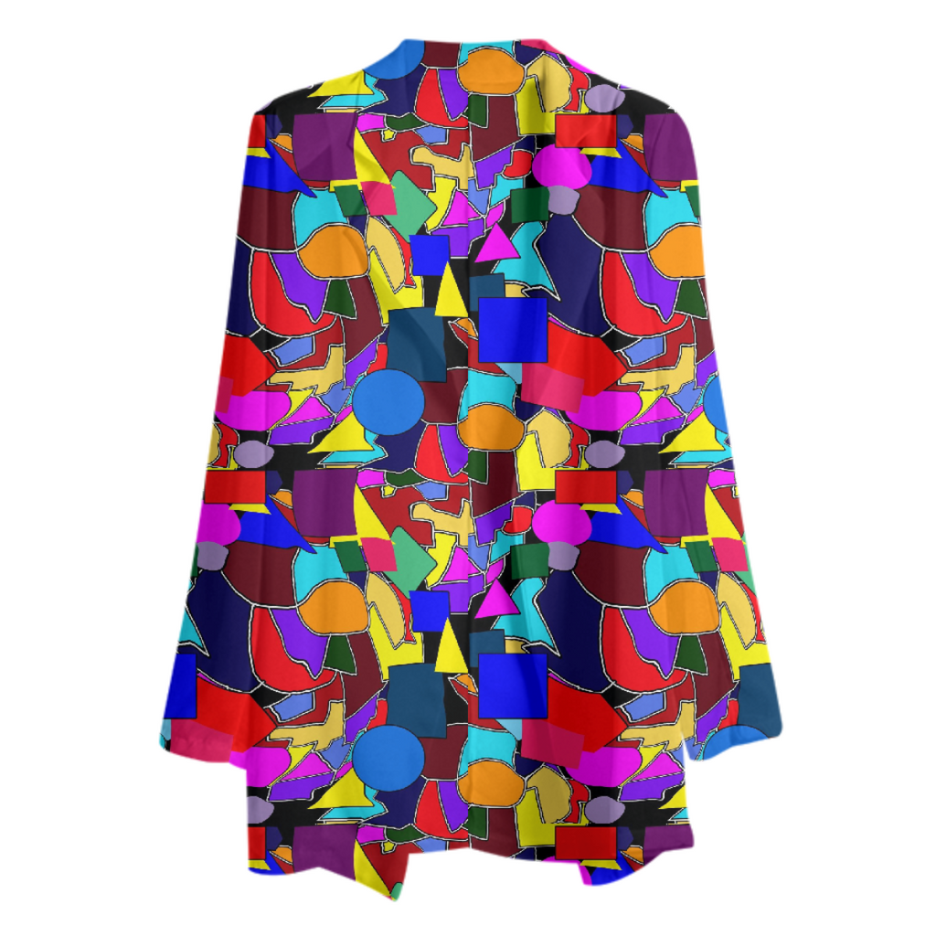 Colorful Shapes Collage Chiffon Blazer