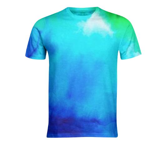Blue and Green Watercolor Tee