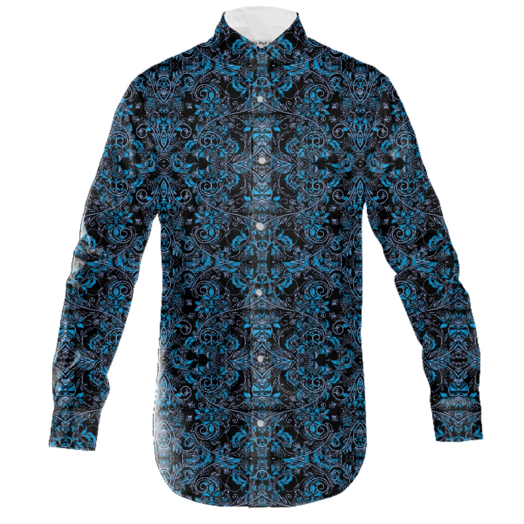 Blue Vines and Lace Mens Button Down