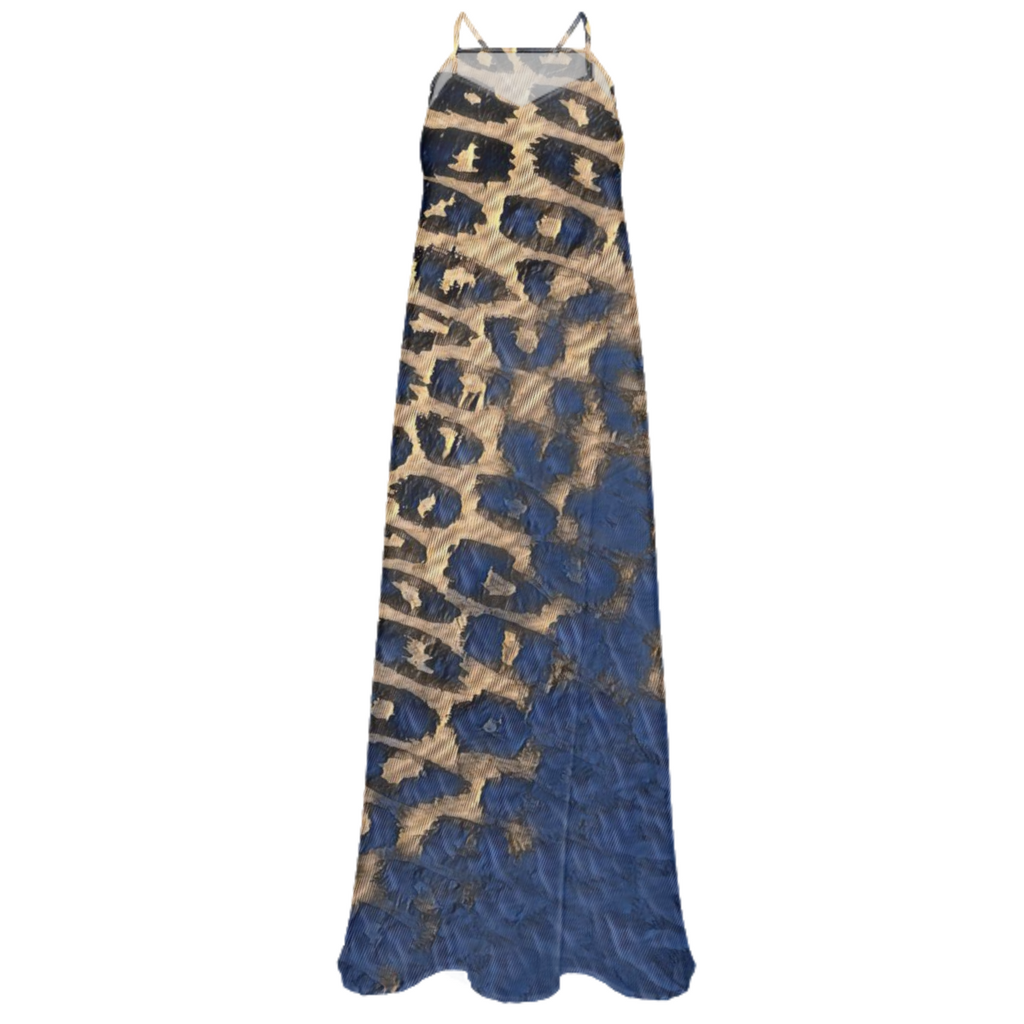 Blue Cheetah Chiffon Maxi Dress
