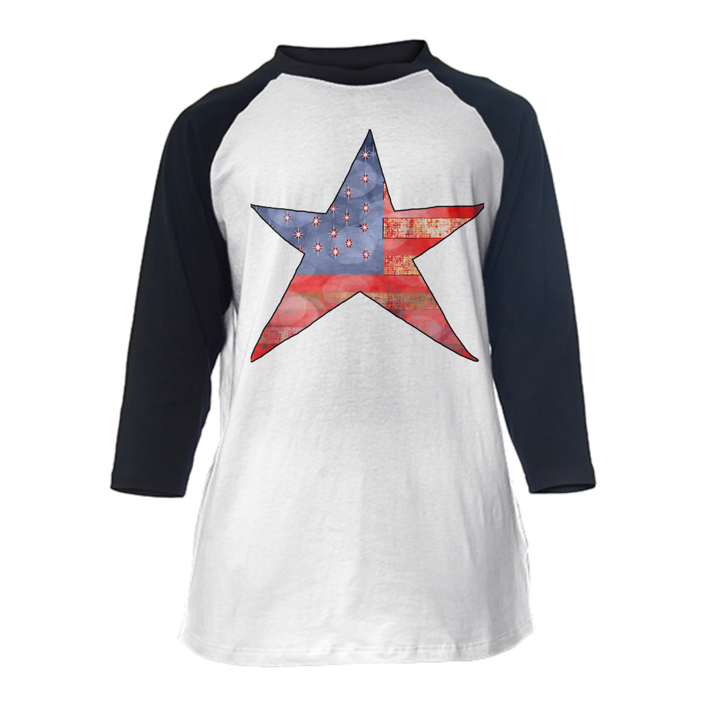 American Flag Star Baseball Shirt