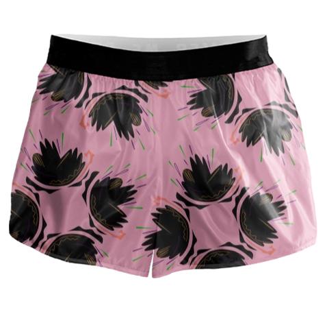 RUNNING Pants PINK with Black Flowers