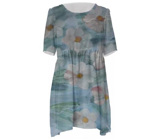 Watercolor Daisy Printed Dress