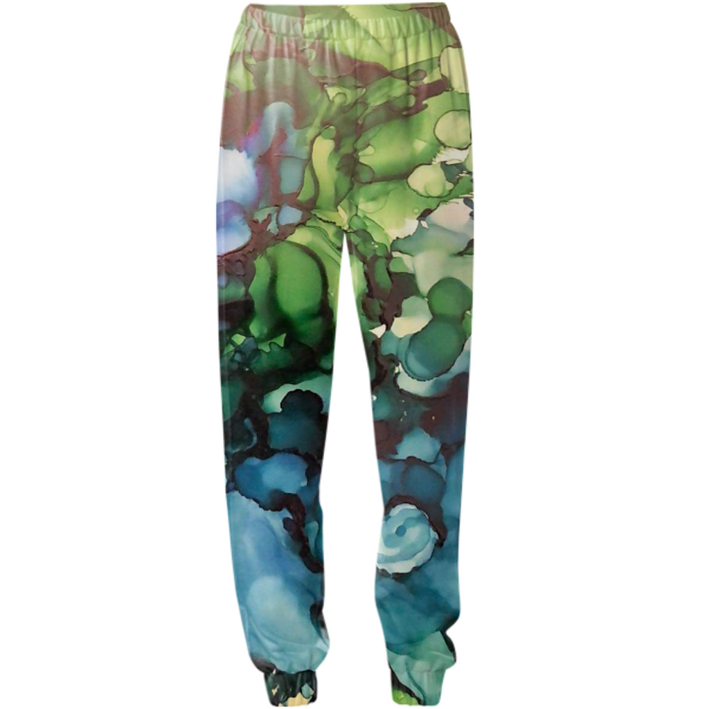 Blue-Green Flower Sweatpants