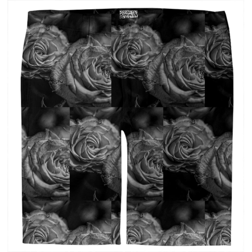 Black and White Roses Trouser Shorts