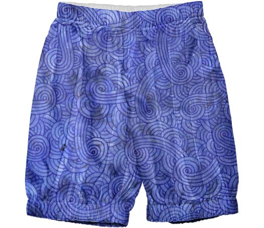 Royal blue swirls doodles Kids Bloomers