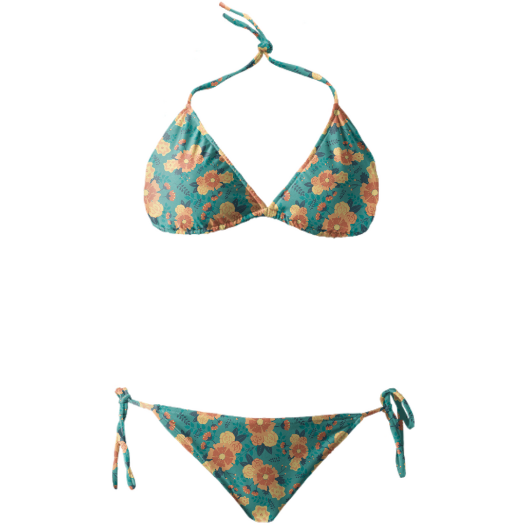 orange floral bikini