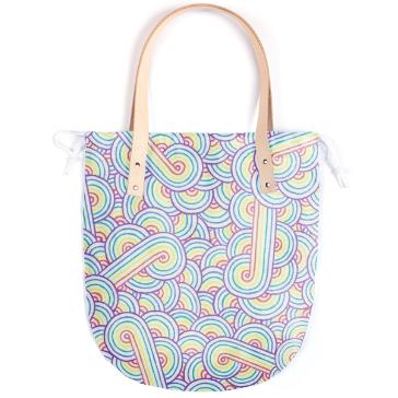Rainbow and white swirls doodles Summer Tote