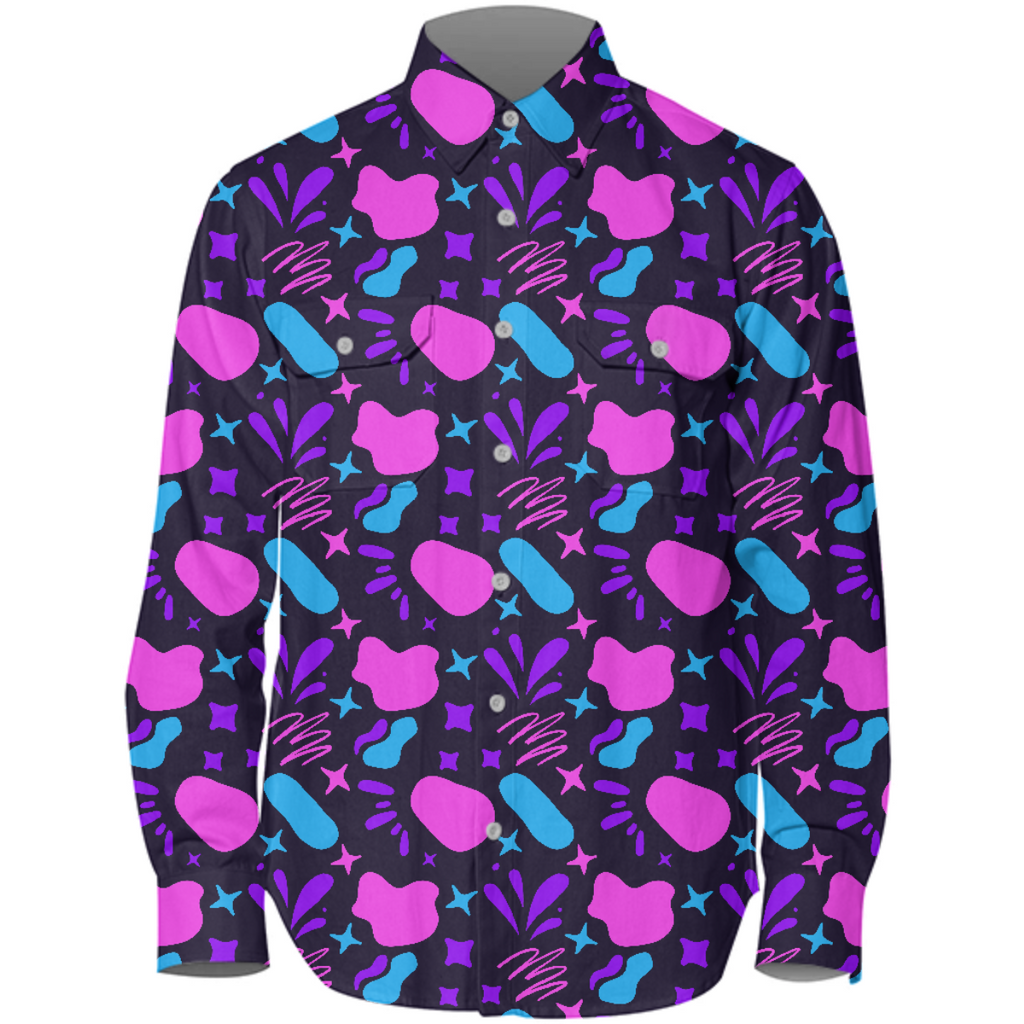 Abstract geometric stones and colorful stars shirt