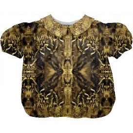Elegant gold brown vintage fractal pattern Kids Blouse