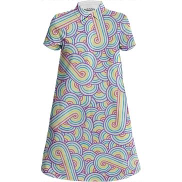 Rainbow and white swirls doodles Mini Shirt Dress