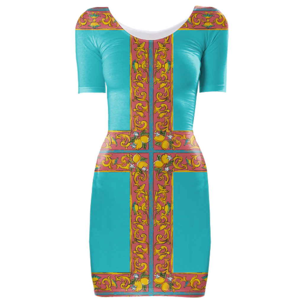 Turquoise Pink Vietri Bodycon Dress