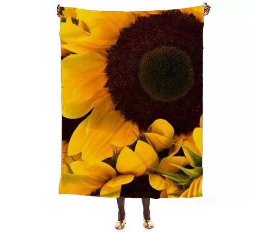 Sunflower print silk scarf