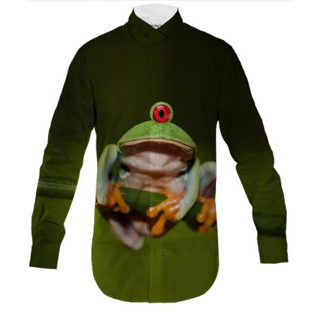 Funny Conceptual Cyclopic Frog Men s Button Down Shirt