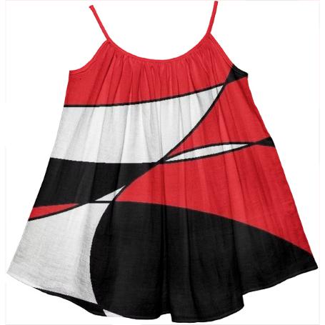 Black white and red ellipticals tent dress