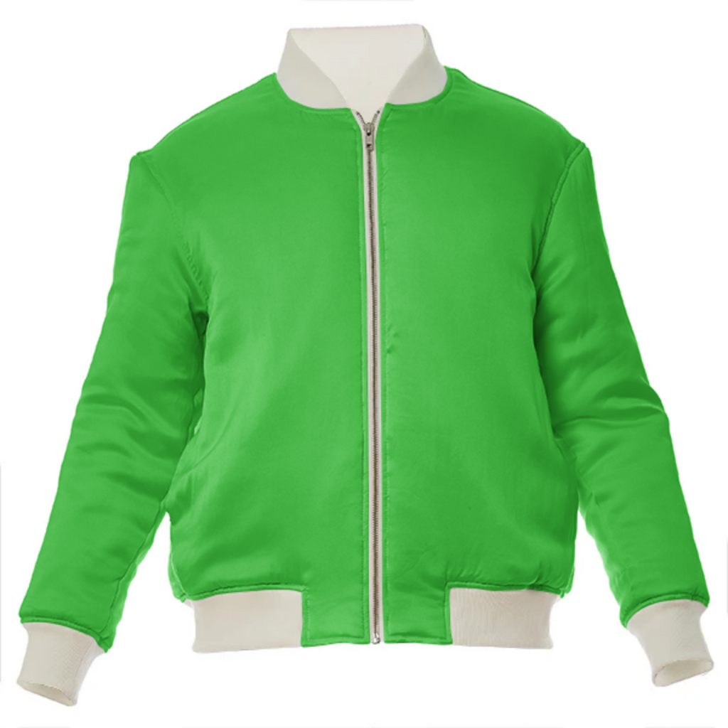 color lime green VP silk bomber jacket