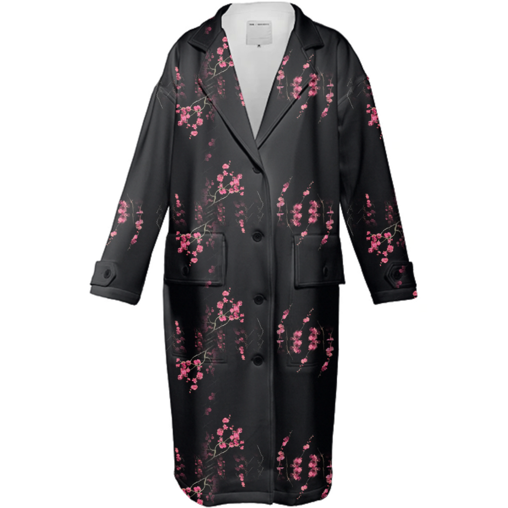 Black Floral Trench Coat