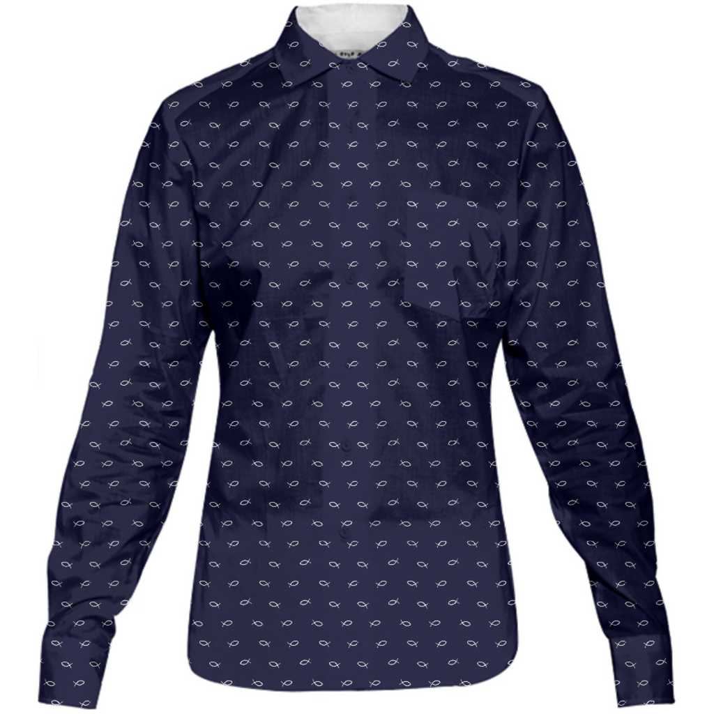 Navy Ichthus Ladies' Shirt