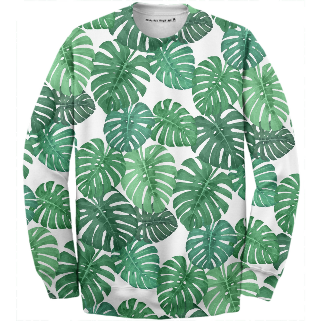 Monstera Jungle Cotton Sweatshirt by Frank-Joseph