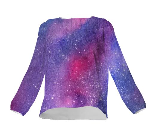Violet galaxy silk top