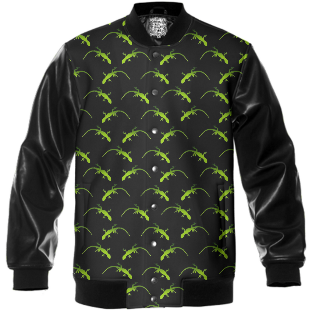 Gecko Pattern Varsity Jacket