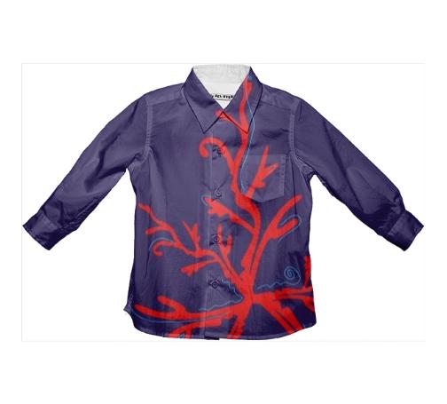 Kids Cotton Shirting with handdrawn Coral Red