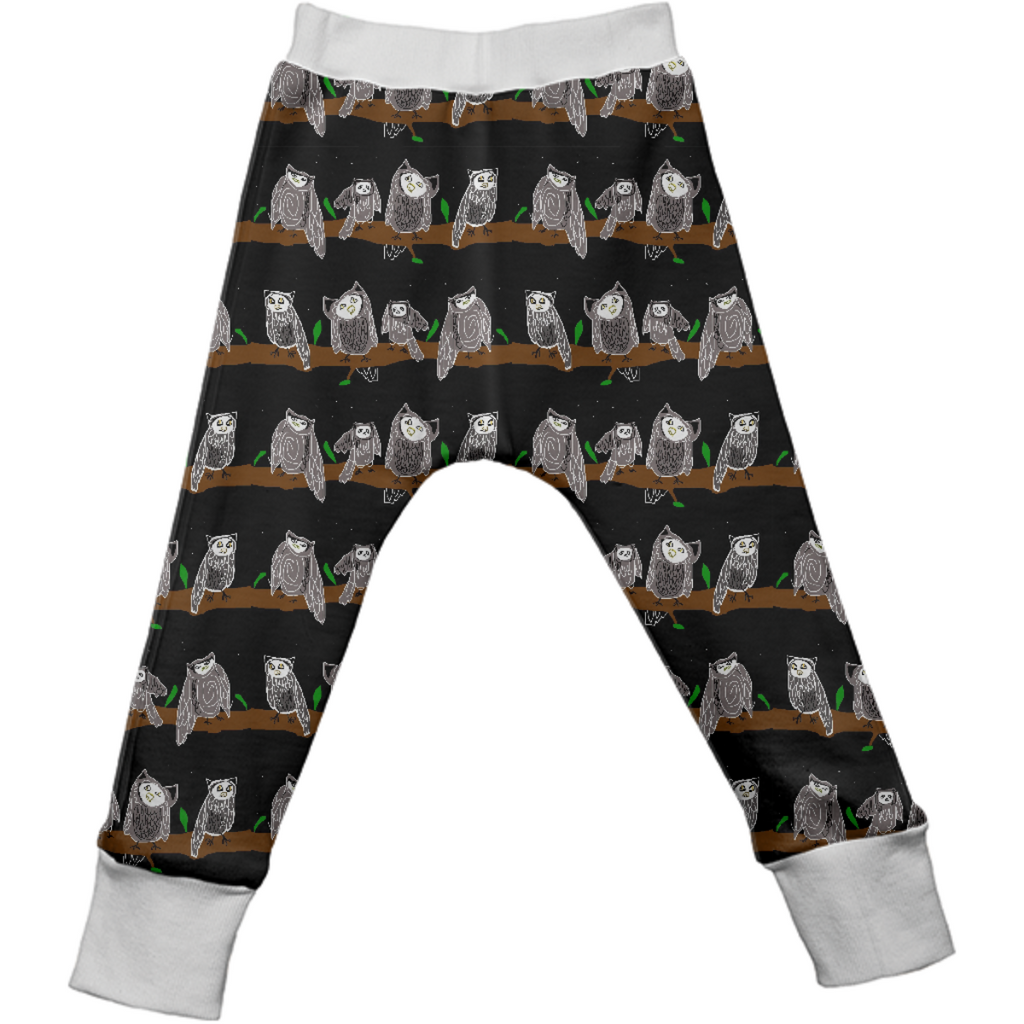 Cite Owls Pattern Kids Drop Pants