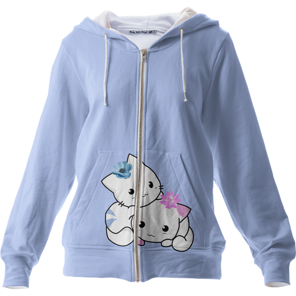 Flower Cats Zip Up Hoodie