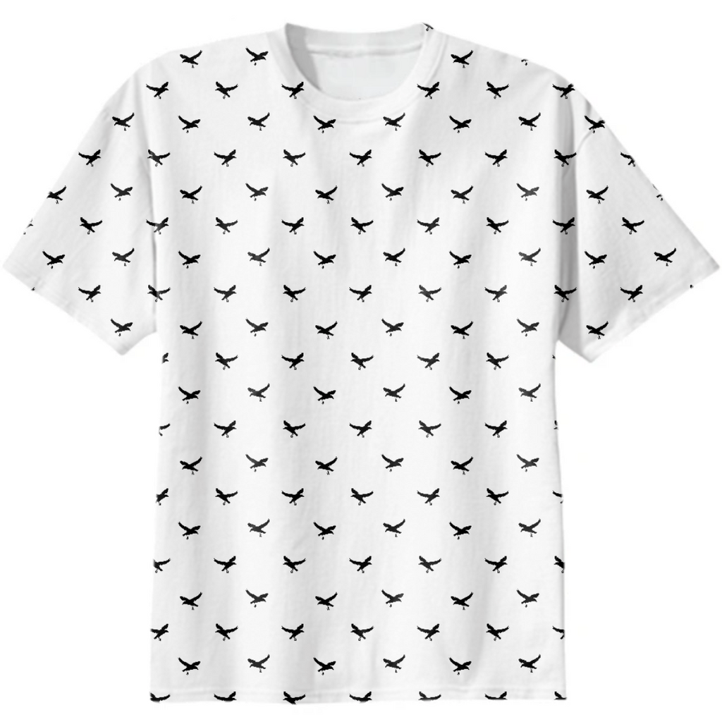 Birds Flying Motif Silhouette Print Pattern