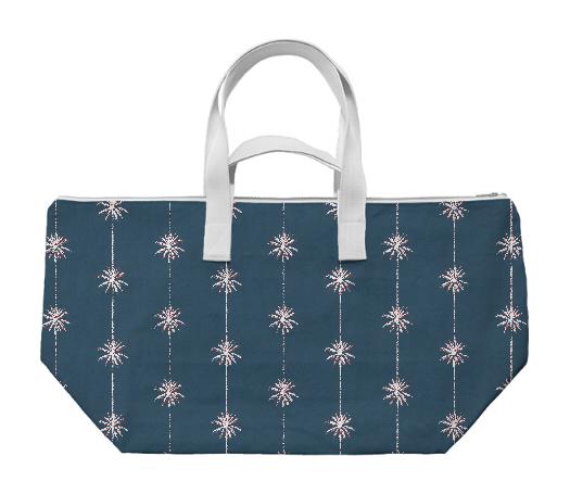 Palm Pin Stripe Weekend Bag
