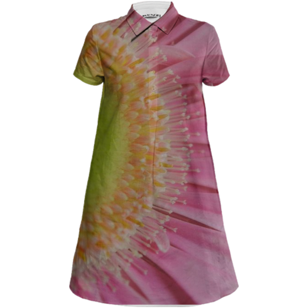Pink Daisy Mini Shirt Dress